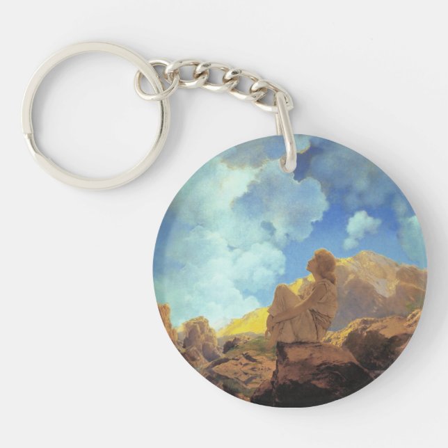 Maxfield Parrish Morning 1922 Cloud Blue Fine Art Key Ring (Front)