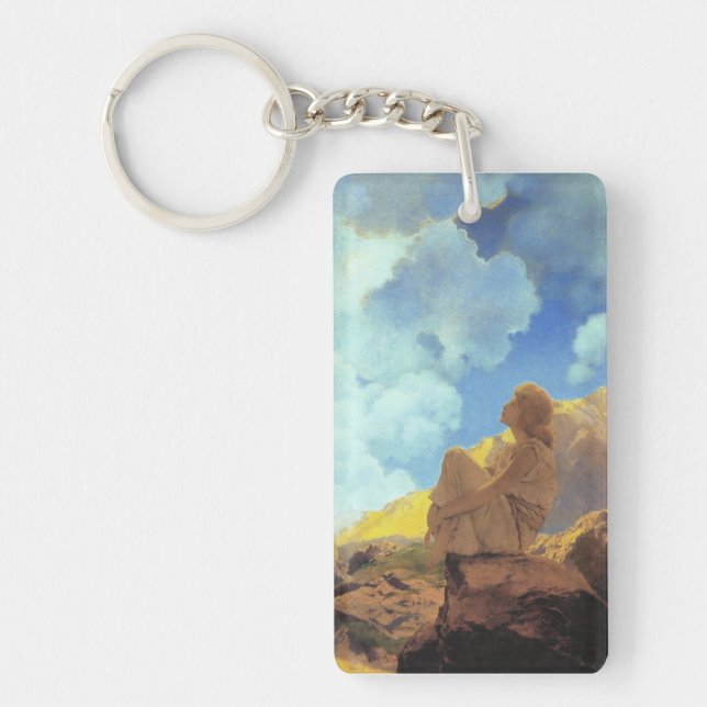 Maxfield Parrish Morning 1922 Cloud Blue Fine Art Key Ring (Front)