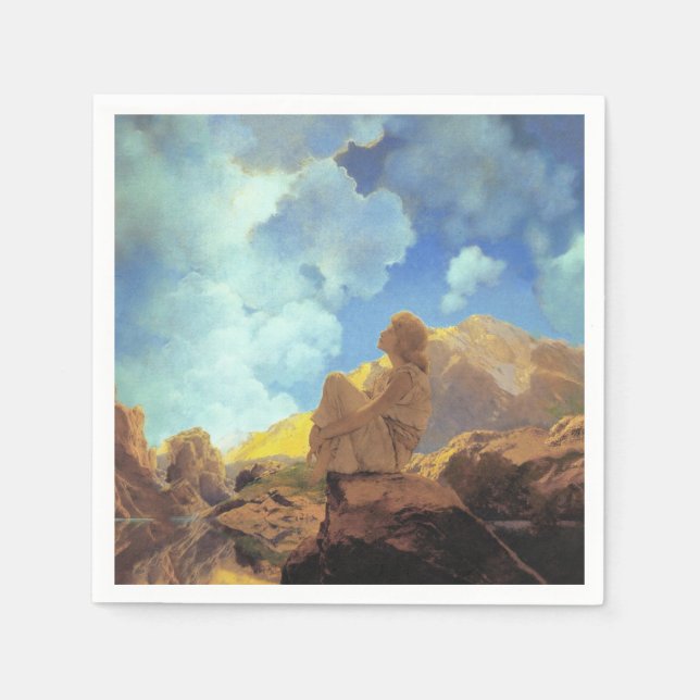 Maxfield Parrish Morning 1922 Cloud Blue Fine Art Napkin (Front)
