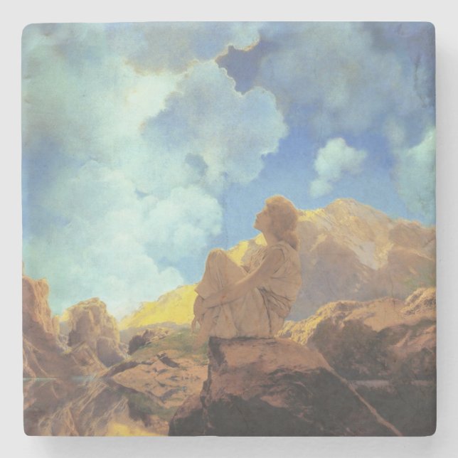 Maxfield Parrish Morning 1922 Cloud Blue Fine Art Stone Coaster (Front)