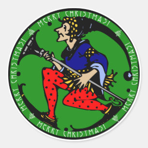 Maxfield Parrish-y Christmas Elf Classic Round Sticker