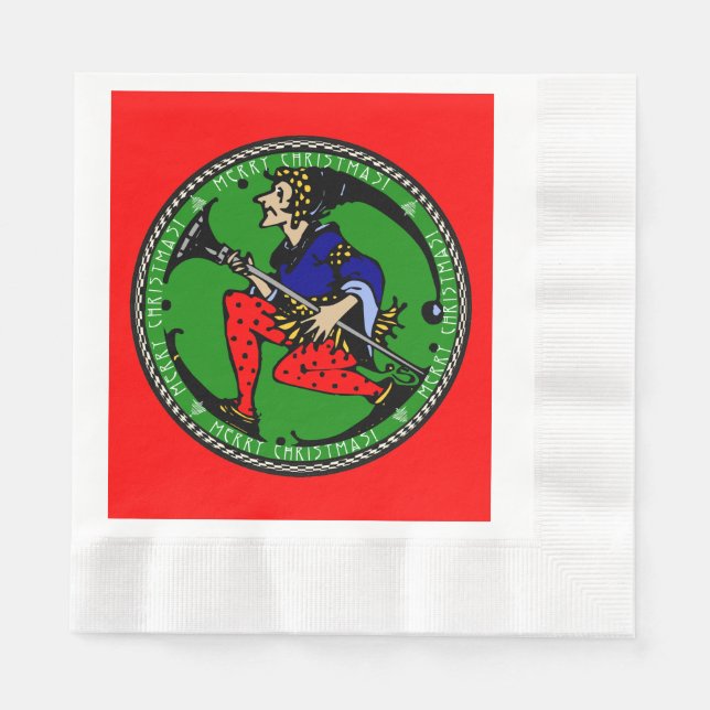 Maxfield Parrish-y Christmas Elf Napkin (Front)