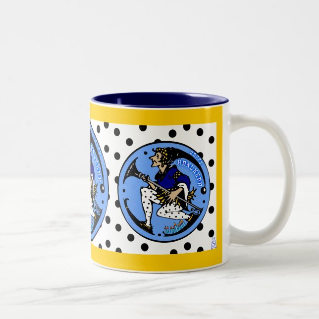 Maxfield Parrish-y Hanukkah Elf v2 Two-Tone Coffee Mug (Right)