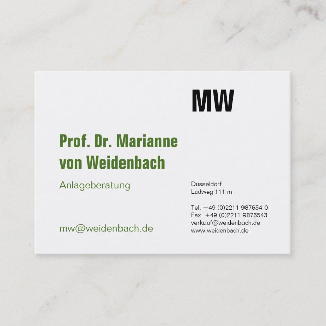 Maximal Elegant grün Business Card (Front)