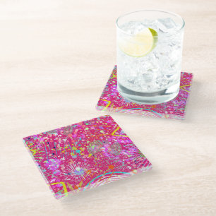Maximalist Abstract Art: the Candy Store Glass Coaster