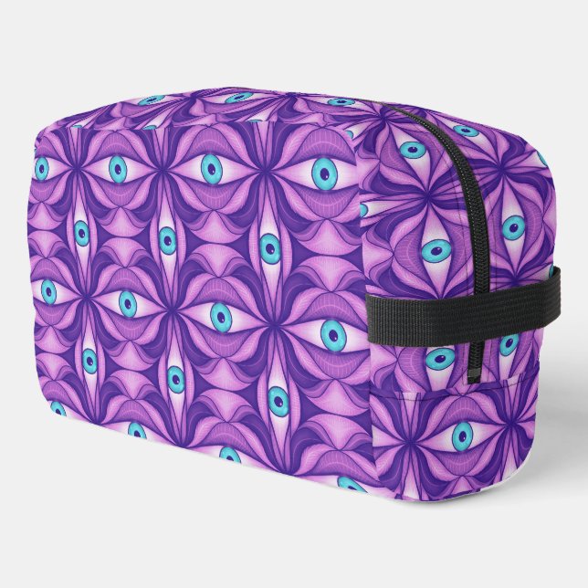 Maximalist Abstract Botanical Eye Pattern Purple Dopp Kit (Left Corner)