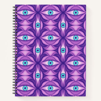 Maximalist Abstract Botanical Eye Pattern Purple Notebook