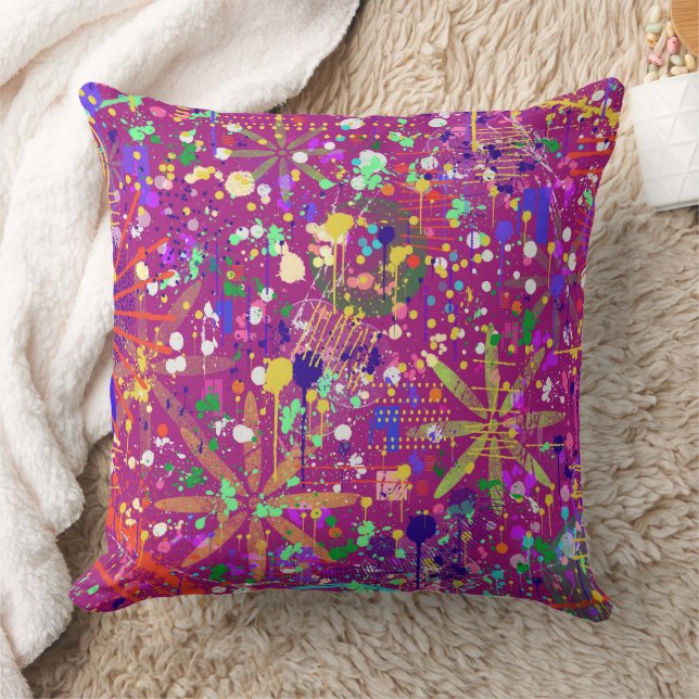 Maximalist Abstract in Bold Colour Cushion (Blanket)
