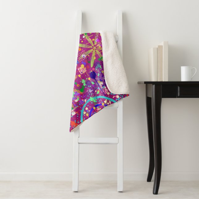 Maximalist Abstract in Bold Colour Sherpa Blanket (In Situ)