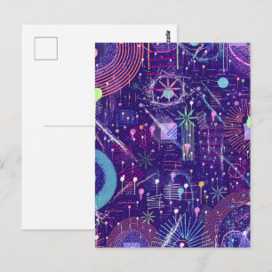 Maximalist Abstract on Purple Postcard