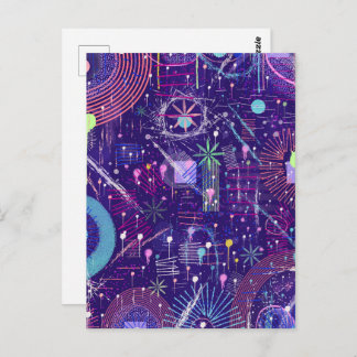 Maximalist Abstract on Purple Postcard