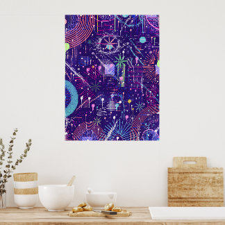 Maximalist Abstract on Purple Poster