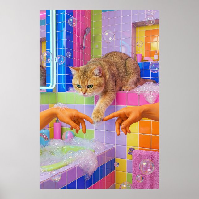 Maximalist Bathroom Wall Art, British shorthair Poster (Front)