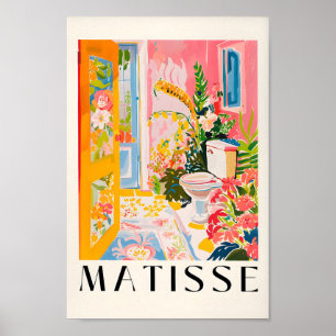 Maximalist Bathroom Wall Art, Tropical Toilet Art  Poster