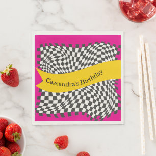 Maximalist Birthday Chequered Colourful Napkin