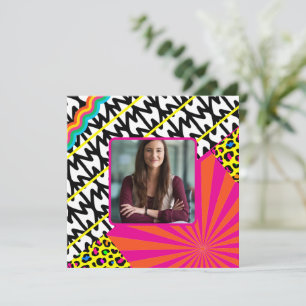 Maximalist Birthday Photo Patterns Colourful   Thank You Card