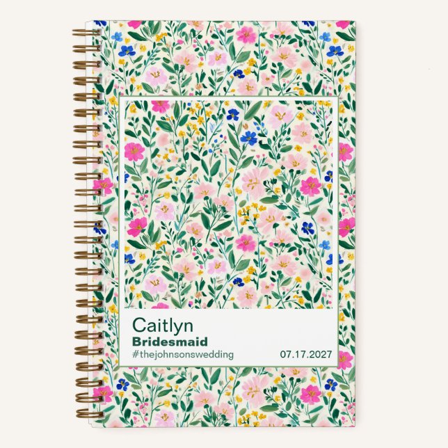 Maximalist Bridesmaid Wildflower Floral Pattern Notebook (Front)