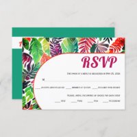 Maximalist colourful tropical leaves green wedding
