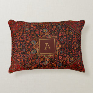 Maximalist Decor Monogrammed Vintage Rug Pattern Decorative Cushion