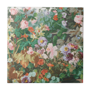 Maximalist Dream Vintage Dark Floral Ceramic Tile