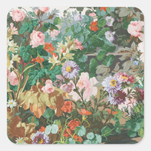 Maximalist Dream Vintage Dark Floral Square Sticker