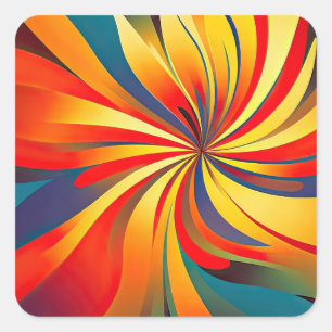 Maximalist Flower Wavy Design Square Sticker