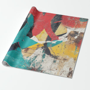 Maximalist Graffiti with Red Yellow Blue Splashes Wrapping Paper