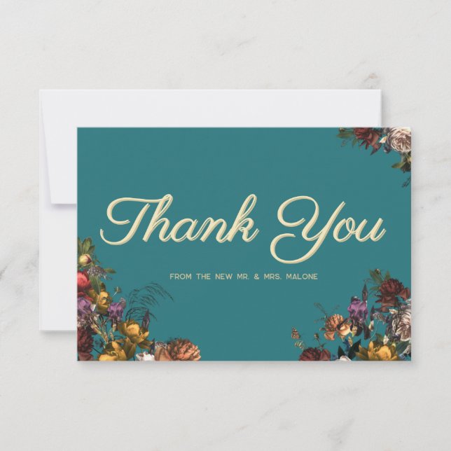 Maximalist Jewel Toned Wedding Thank You Note (Front)