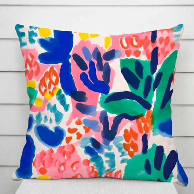 Maximalist Modern Abstract Watercolor Throw Pillow (Creator Uploaded)