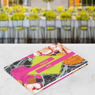 Maximalist Modern Marbled Floral Wedding Guest Book
