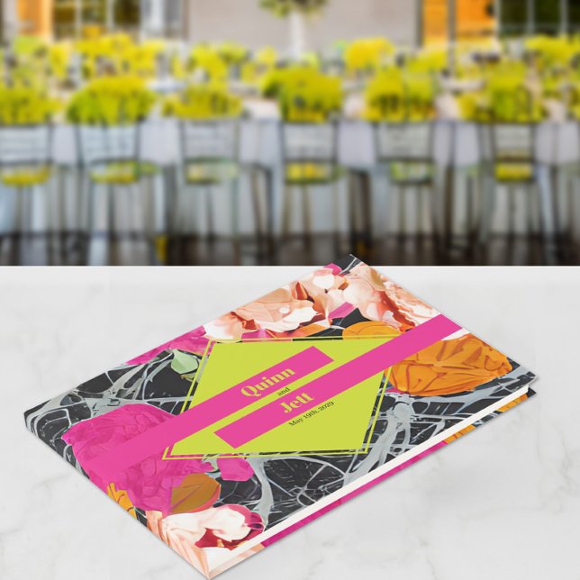 Maximalist Modern Marbled Floral Wedding Guest Book (Creator Uploaded)