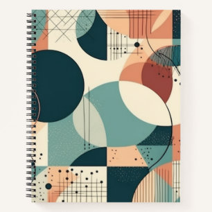 Maximalist Navy Coral Layered Abstract Shapes Notebook