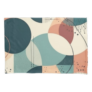 Maximalist Navy Coral Layered Abstract Shapes Pillowcase