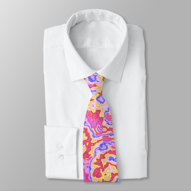 Maximalist Neon Trippy Acid Trip Groovy Marble Tie (Tied)