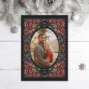 Maximalist Ornate Poinsettia Photo Holiday Card