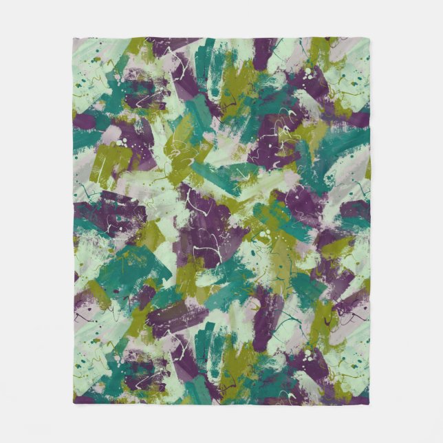 Maximalist Paint Splatters Fleece Blanket (Front)