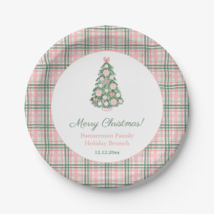 Maximalist Pink And Green Christmas Brunch Party Paper Plate