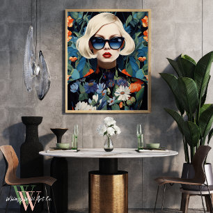 Maximalist Portrait of Woman in Bold Colours Poster