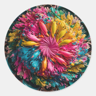Maximalist Printable Eclectic Abstract Colourful  Classic Round Sticker