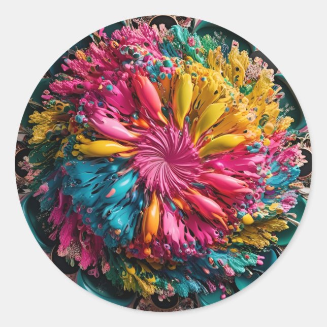 Maximalist Printable Eclectic Abstract Colourful  Classic Round Sticker (Front)