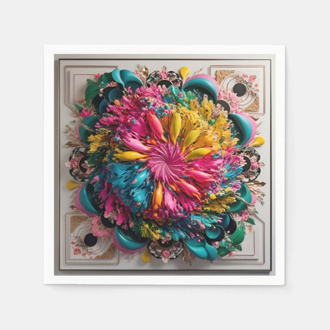 Maximalist Printable Eclectic Abstract Colourful  Napkin (Front)