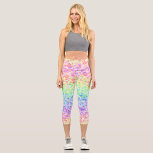 Maximalist Quirky Eclectic Colourful Rainbow Mosai Capri Leggings