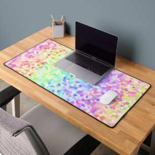 Maximalist Quirky Eclectic Colourful Rainbow Mosai Desk Mat