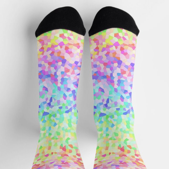 Maximalist Quirky Eclectic Colourful Rainbow Mosai Socks (Top)