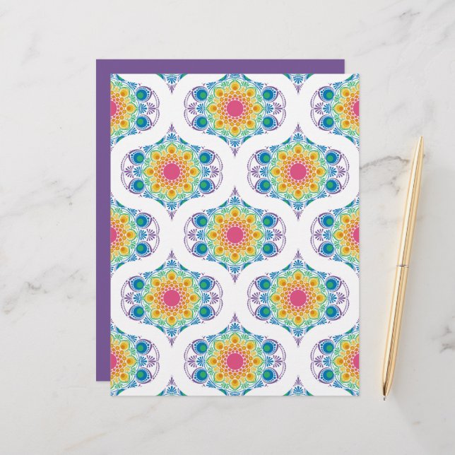 Maximalist Rainbow Floral Fountain 70s Ogee (Front/Back In Situ)