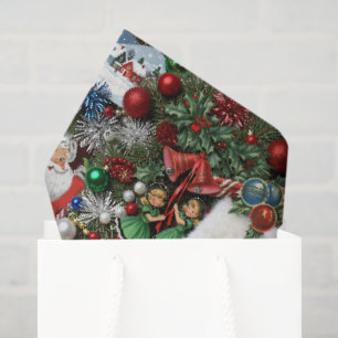 Maximalist Retro Christmas Collage Tissue Paper