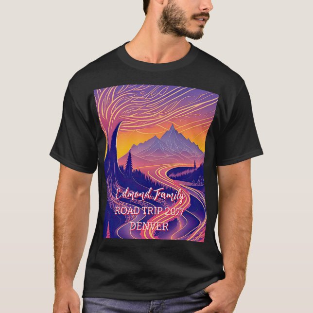 Maximalist Road Mountain Trip Art Work T-Shirt (Front)