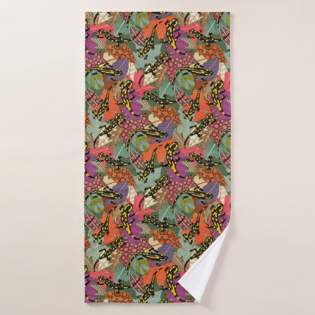 maximalist salamander forest bath towel (Bath Towel)