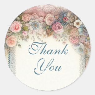 Maximalist Thank You Gift Vintage Floral Classic Round Sticker