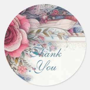 Maximalist Thank You Gift Vintage Floral Classic Round Sticker